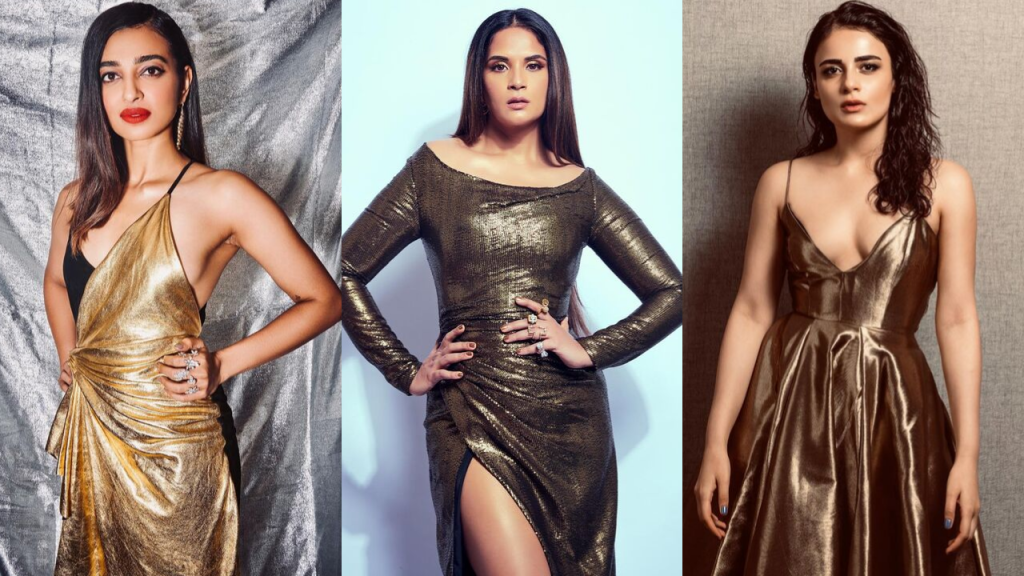 Girls in gold – Radhika Madan, Richa Chadha & Radhika Apte
